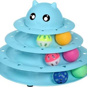 UPSKY Cat Toy Roller 3-Level Turntable Cat Toys Balls with Six Colorful Balls